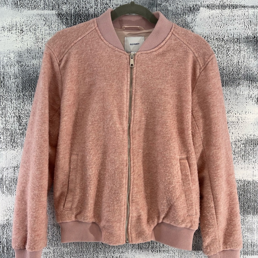 OLD NAVY BOUCLÉ VARSITY JACKET